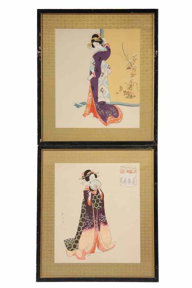 Appraisal: PAIR JAPANESE WATERCOLORS - Pair of Watercolor on Silk Portraits