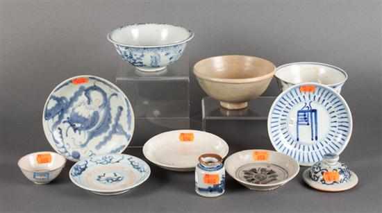 Appraisal: Nine Chinese blue and white porcelain articles some possibly Ming