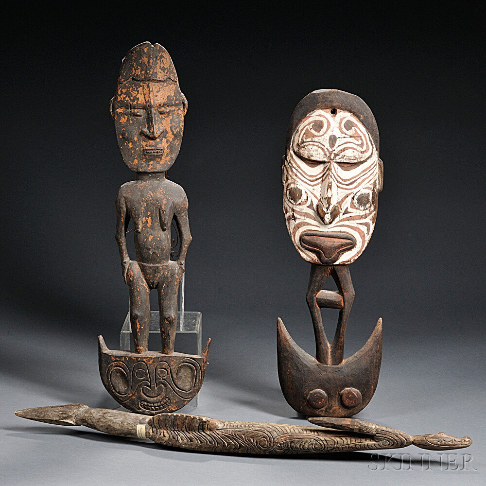 Appraisal: Three New Guinea Carved Wood Food Hooks Sepik River two