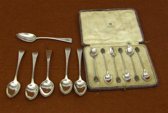 Appraisal: Set of five George III silver coffee spoons London one