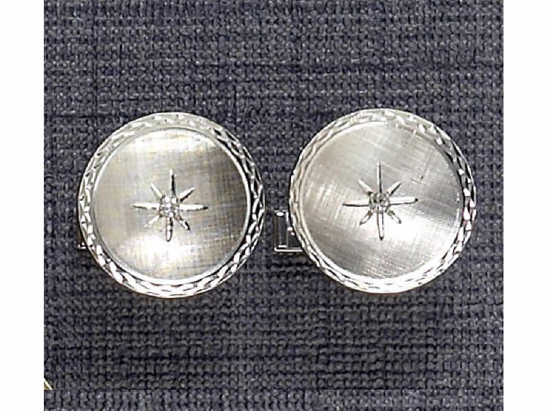 Appraisal: DIAMOND CUFF LINKS SET k white gold cuff links and