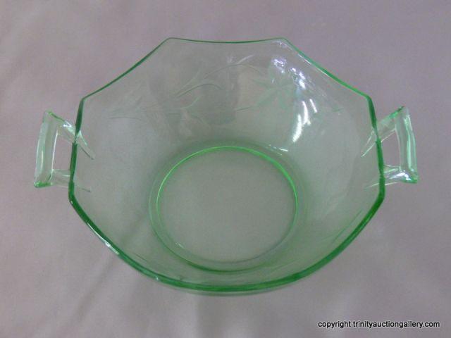 Appraisal: Early Fostoria Glass Co Handled Bon-Bon Dish - Vintage green