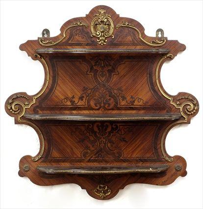 Appraisal: Louis XV-Style Gilt-Metal Mounted Tulipwood Purplewood and Marquetry Three-Tier Wall