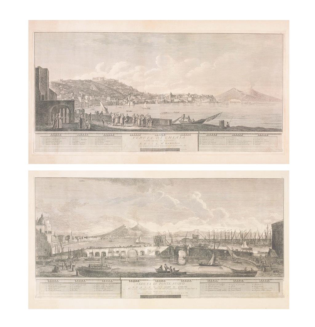 Appraisal: TWO REPRODUCTION PRINTS OF NAPLES AFTER ANTOINE-ALEXANDRE-JOSEPH-CARDON VEDUTA DI PONTE