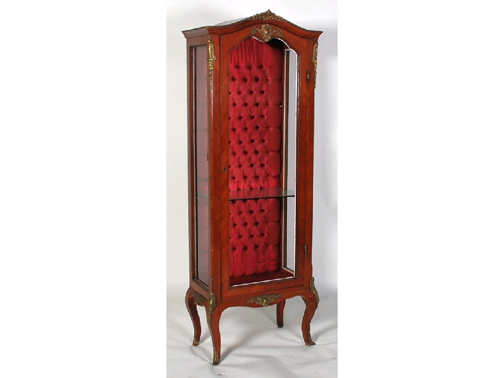 Appraisal: FRENCH LOUIS XV TRANSITIONAL STYLE KINGWOOD VENEERED SMALL VITRINE with