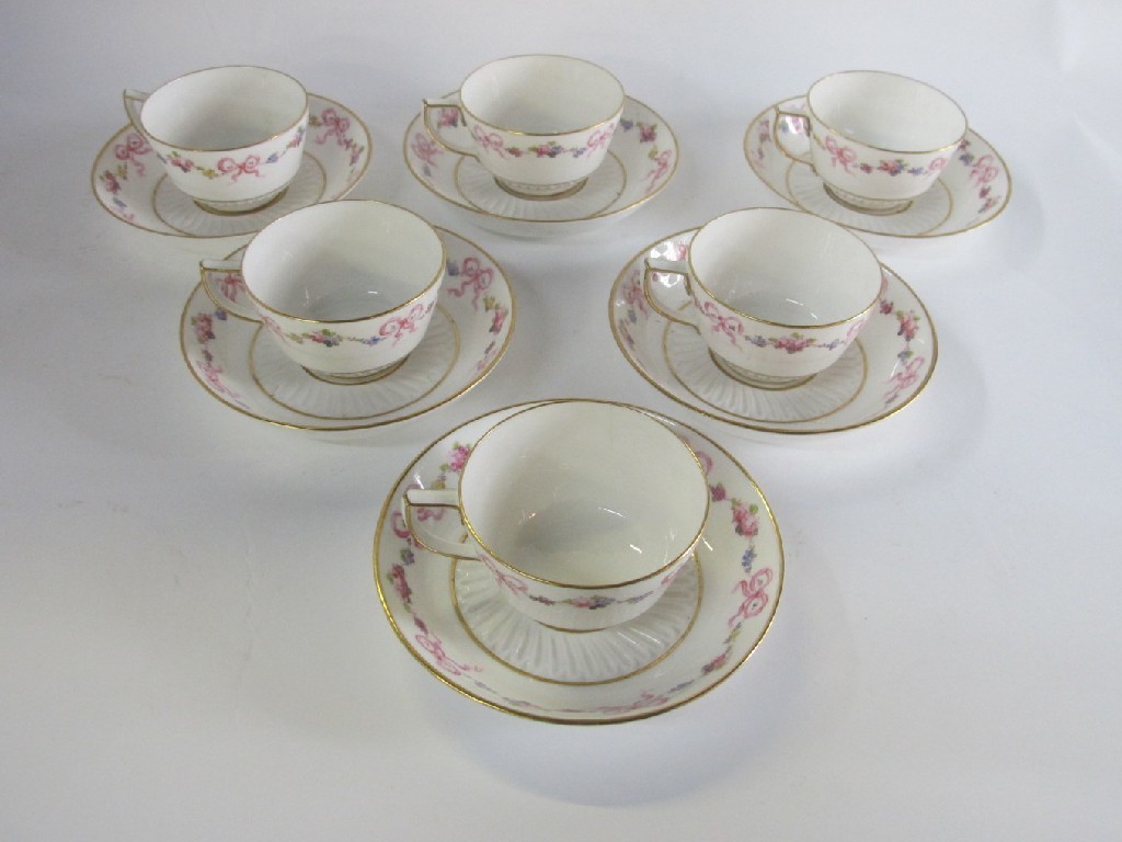 Appraisal: Six Royal crown Derby cups and saucers decorated with flower