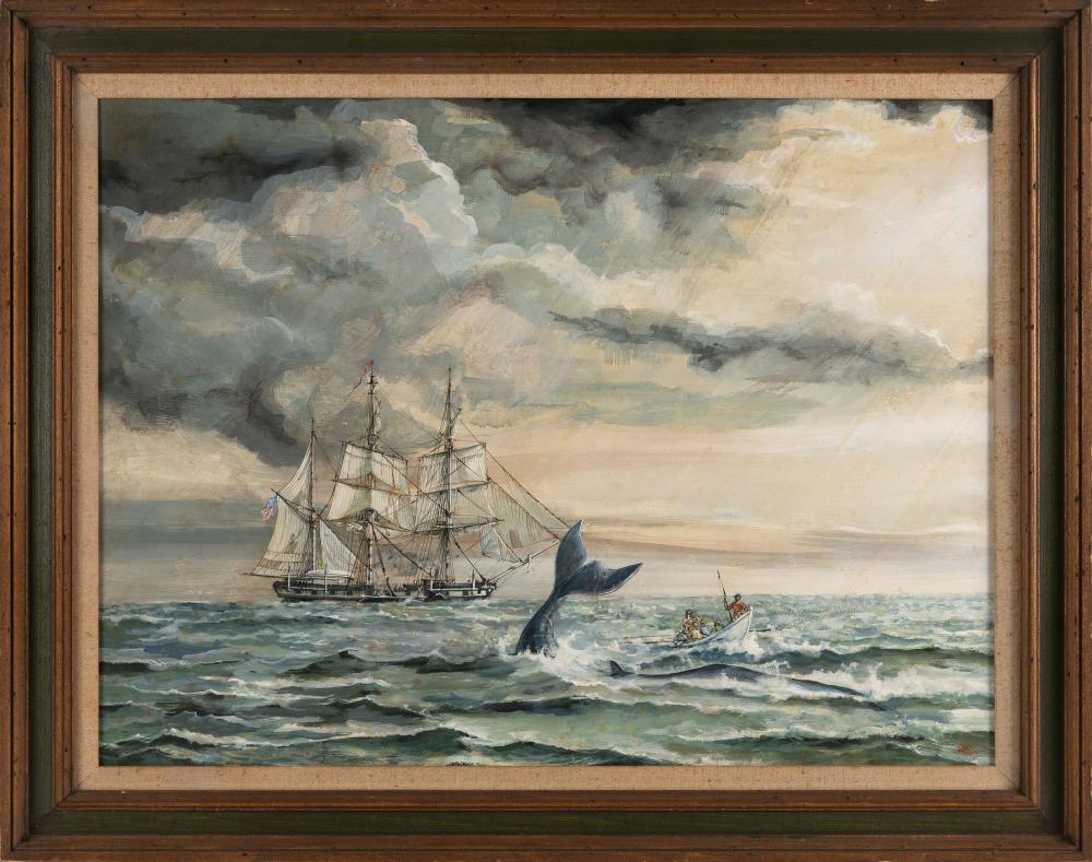 Appraisal: JOSEPH HUNT CONNECTICUT B WHALING SCENE OF THE CHARLES W