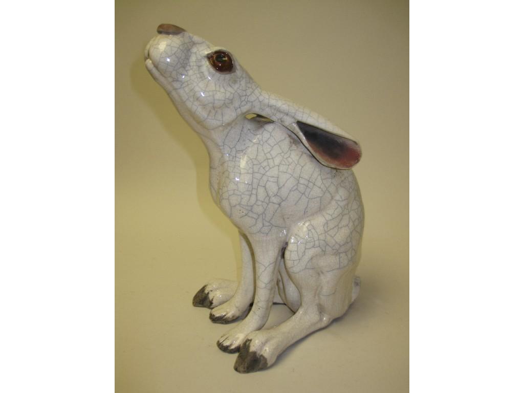 Appraisal: A John Hine raku pottery moon gazing Hare in