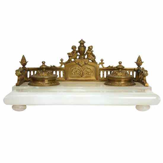 Appraisal: A French Louis XVI Style Gilt Bronze and Alabaster Double