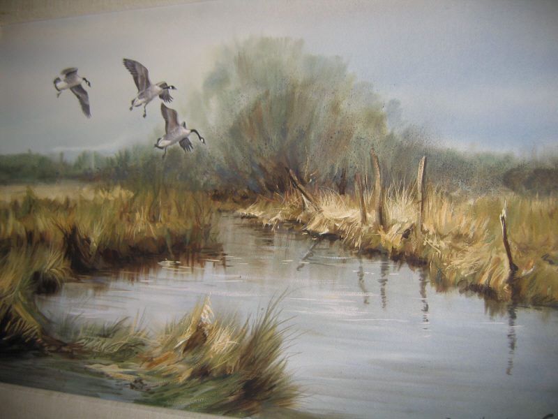 Appraisal: S SCOTT ZUCKERMAN AMERICAN B Geese landing watercolor and gouache