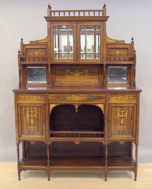 Appraisal: Victorian marquetry inlaid sideboard h w