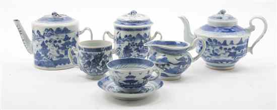 Appraisal: A Canton Assembled Partial Tea Set each having blue on