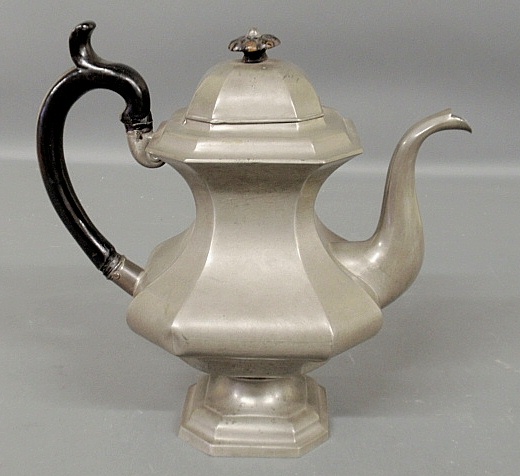 Appraisal: - Large pewter coffeepot marked Dixon Son with black wood