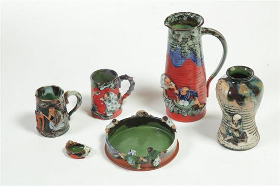 Appraisal: SIX PIECES OF SUMIDA POTTERY Japan st half- th century