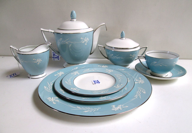 Appraisal: MINTON BONE CHINA SET forty-nine pieces in the Turquoise Cameo