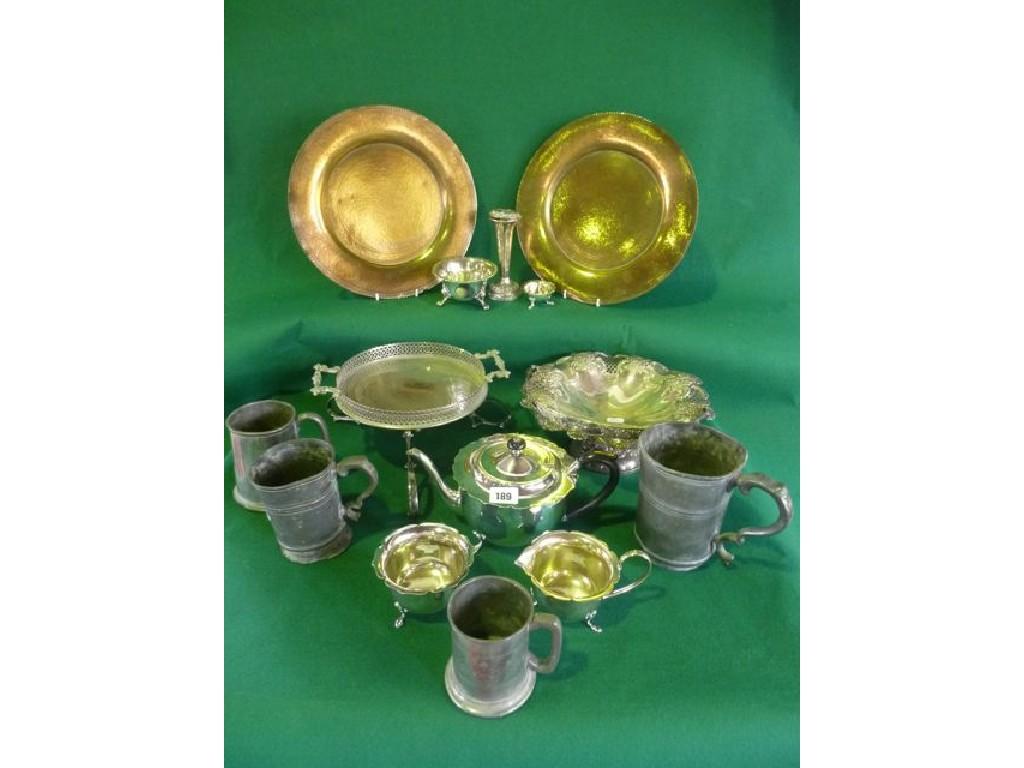 Appraisal: A three piece silver plated tea set with crimped border