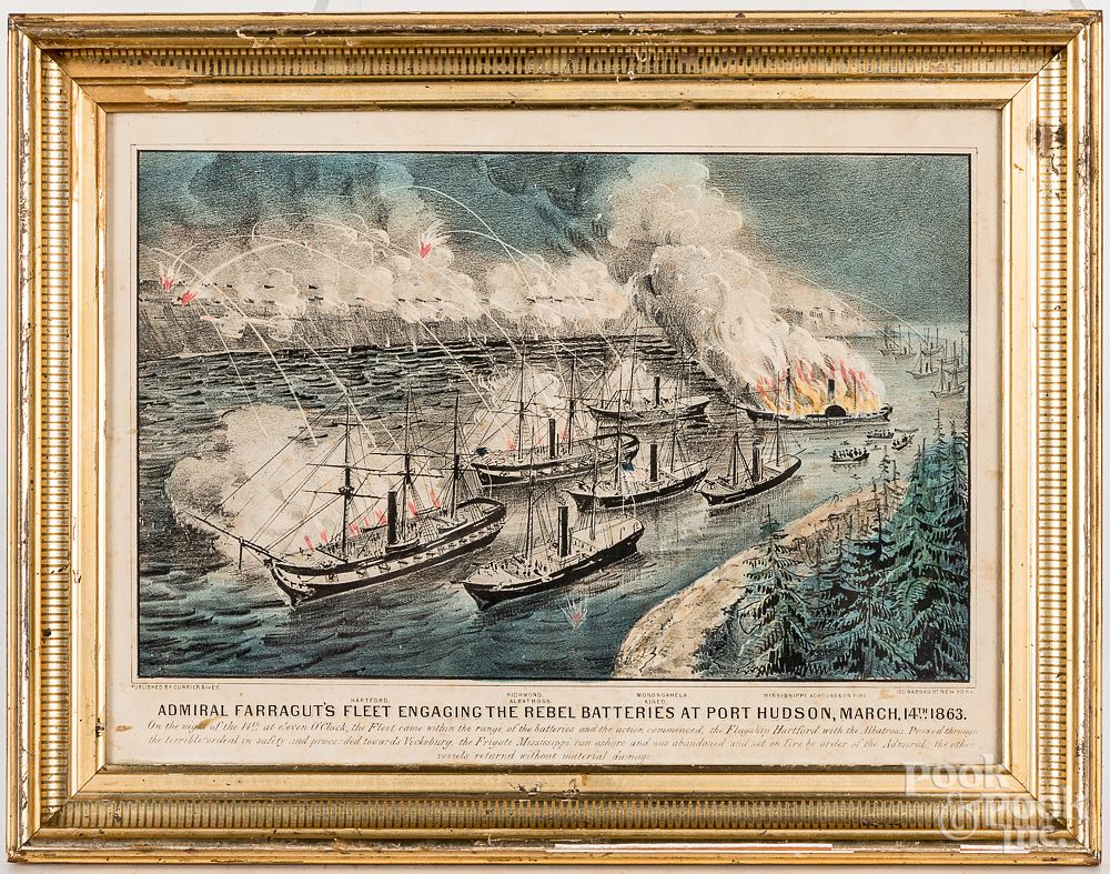 Appraisal: Five color lithograph Naval engagements Five color lithograph Naval engagements