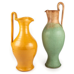 Appraisal: Two Large Art Pottery Ewers Attributed to Cole Family American