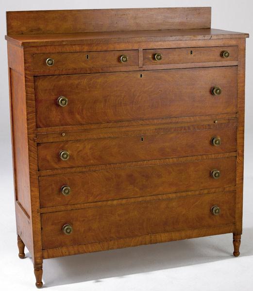 Appraisal: SHERATON GRAIN-PAINTED CHEST Two-over-four drawer configuration paneled sides pull-out slide