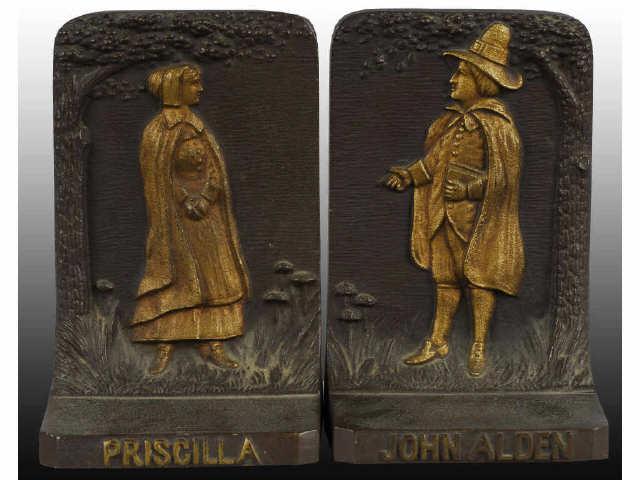 Appraisal: B H John Alden and Priscilla Cast Iron Bookends Description