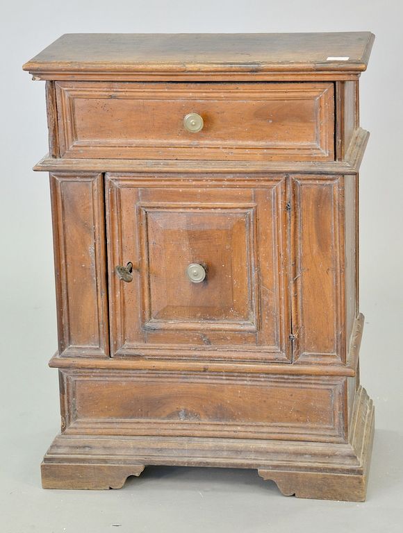 Appraisal: Continental walnut side cabinet having one drawer over single door