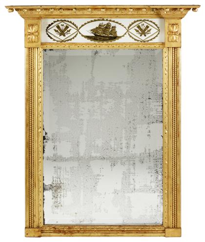 Appraisal: Large Federal-style giltwood and eglomise mirror late th century