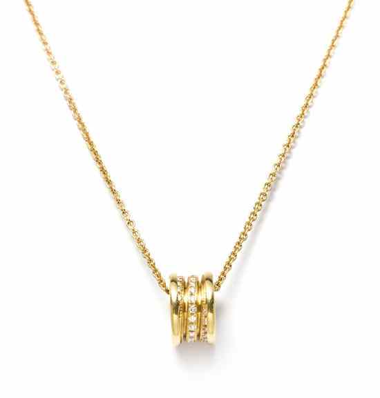 Appraisal: An Karat Yellow Gold and Diamond B ZERO Pendant Necklace