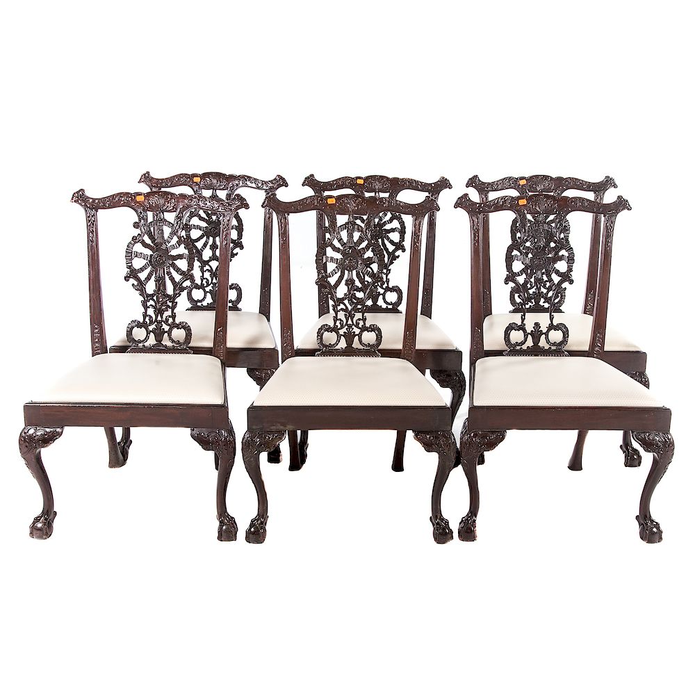 Appraisal: Six George II style mahogany dining chairs early th century