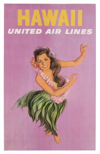 Appraisal: ANONYMOUS UNITED AIR LINES HAWAII x inches x cm Condition