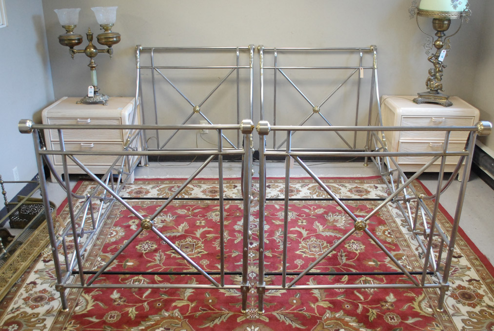 Appraisal: PAIR OF METAL TWIN BEDS WITH RAILS each having equal