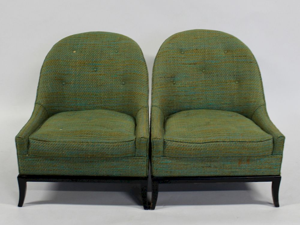 Appraisal: MIDCENTURY Pair of Upholstered Club Chairs From a Rye estate