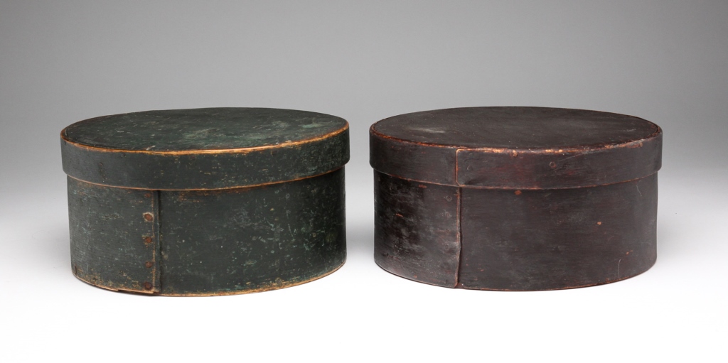 Appraisal: Second half th century Round bentwood boxes with old paint