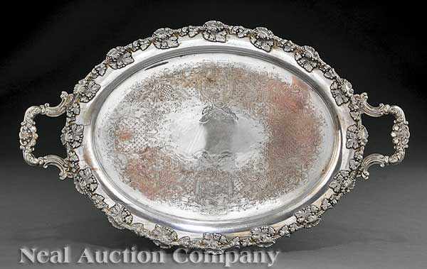 Appraisal: A Good Antique Silverplate Tea Tray probably English th c