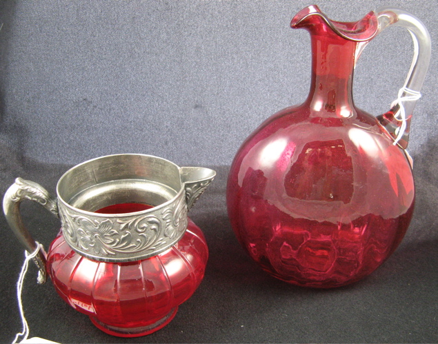 Appraisal: TWO PIECES OF VICTORIAN RUBY RED GLASS an ovoid cordial