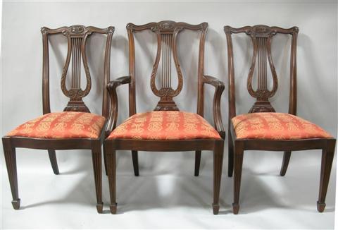 Appraisal: SET SIX HENKEL HARRIS MAHOGANY DINING CHAIRS The rectangular backs