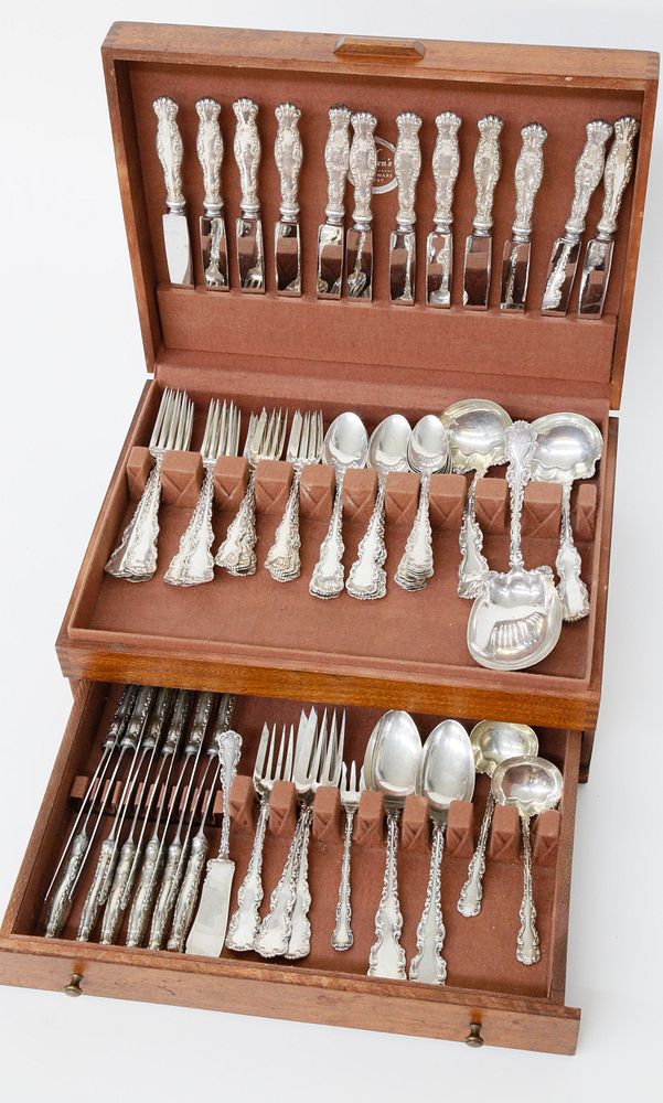 Appraisal: Piece Whiting Louis XV Sterling Silver Flatware Set Piece Whiting