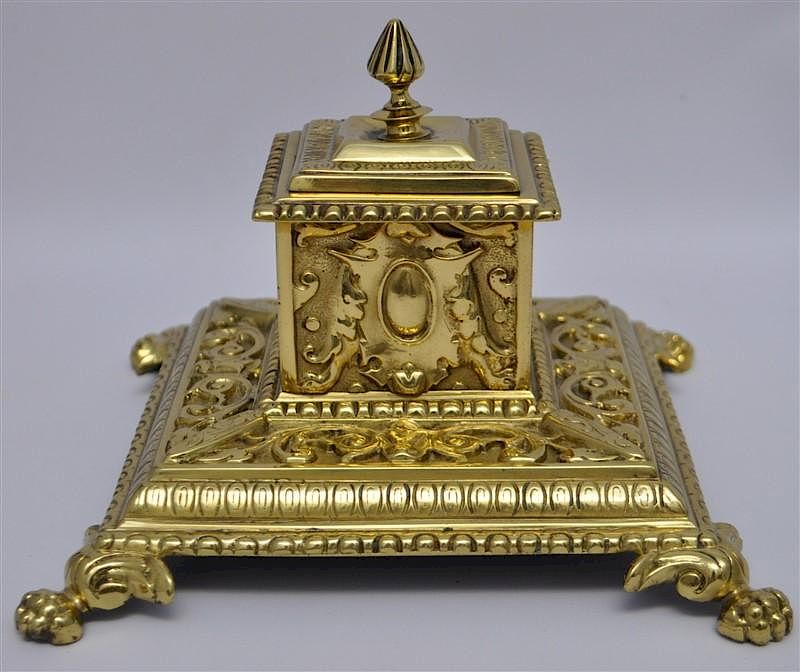 Appraisal: ORNATE CAST BRASS VICTORAN INKWELL Ornate Cast brass Victorian claw