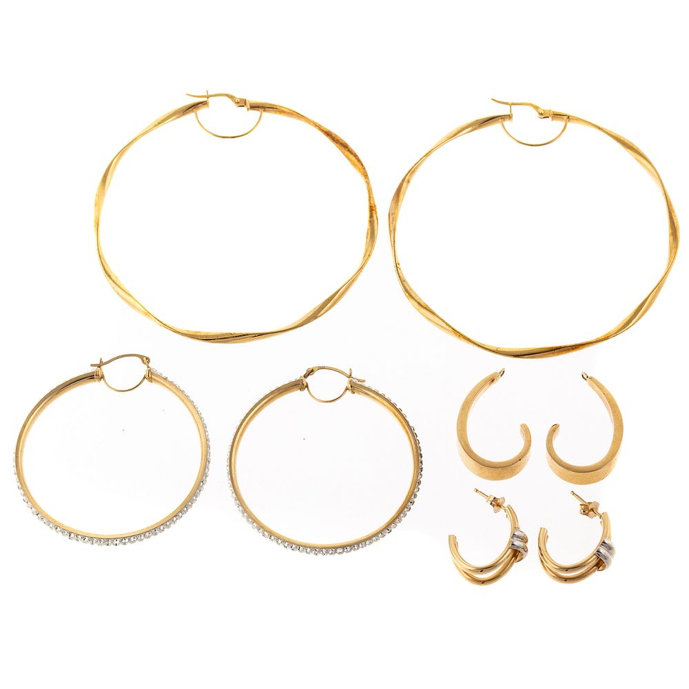 Appraisal: A Collection of Hoop Earrings in K K yellow gold