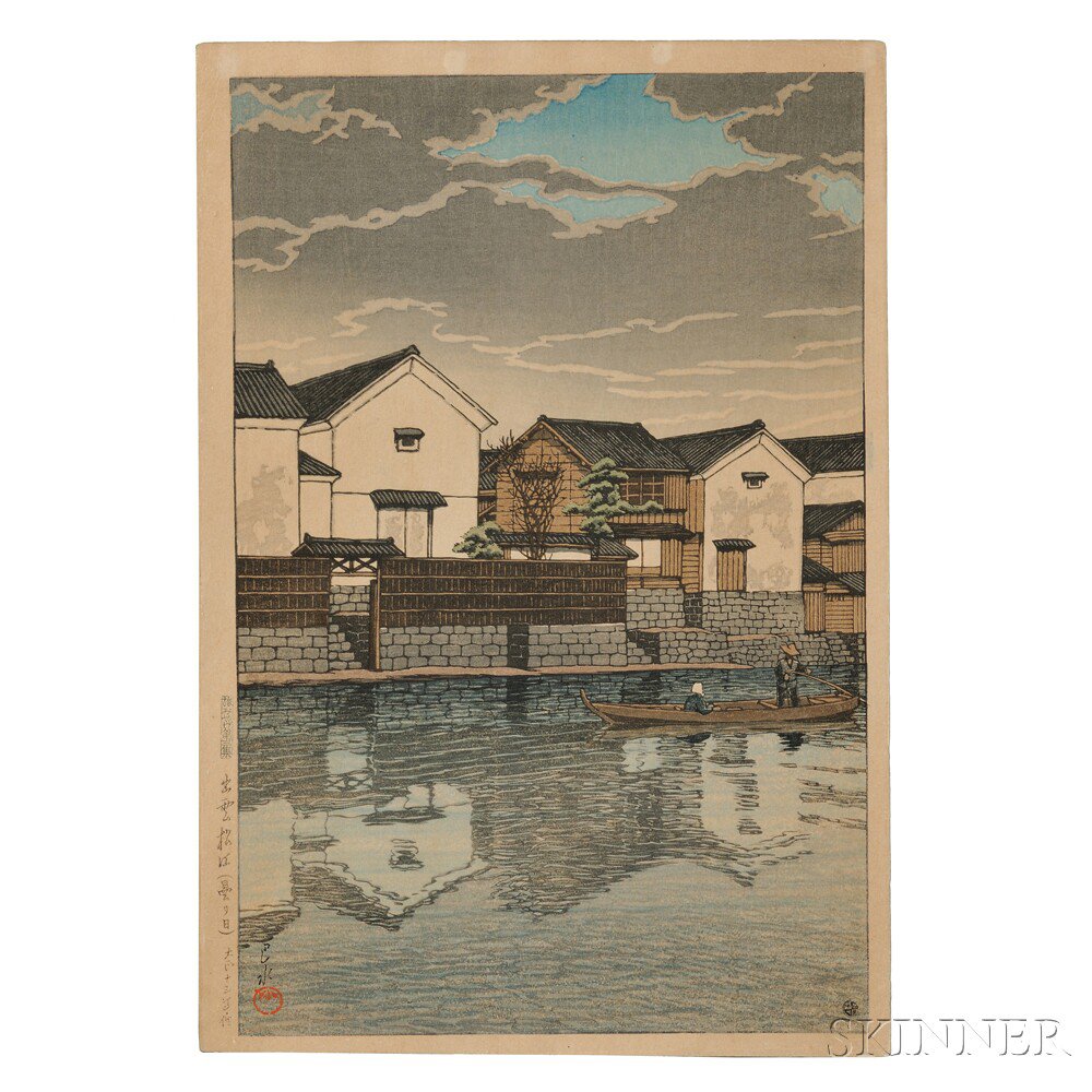 Appraisal: Kawase Hasui - Four Color Woodblocks Japan A Cloudy Day