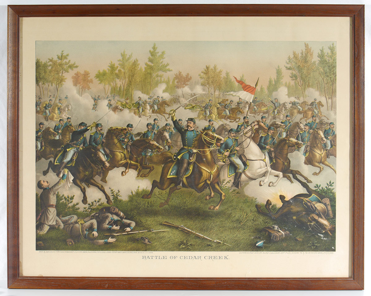 Appraisal: KURZ ALLISON BATTLE OF CEDAR CREEK LITHOGRAPH ''Battle of Cedar