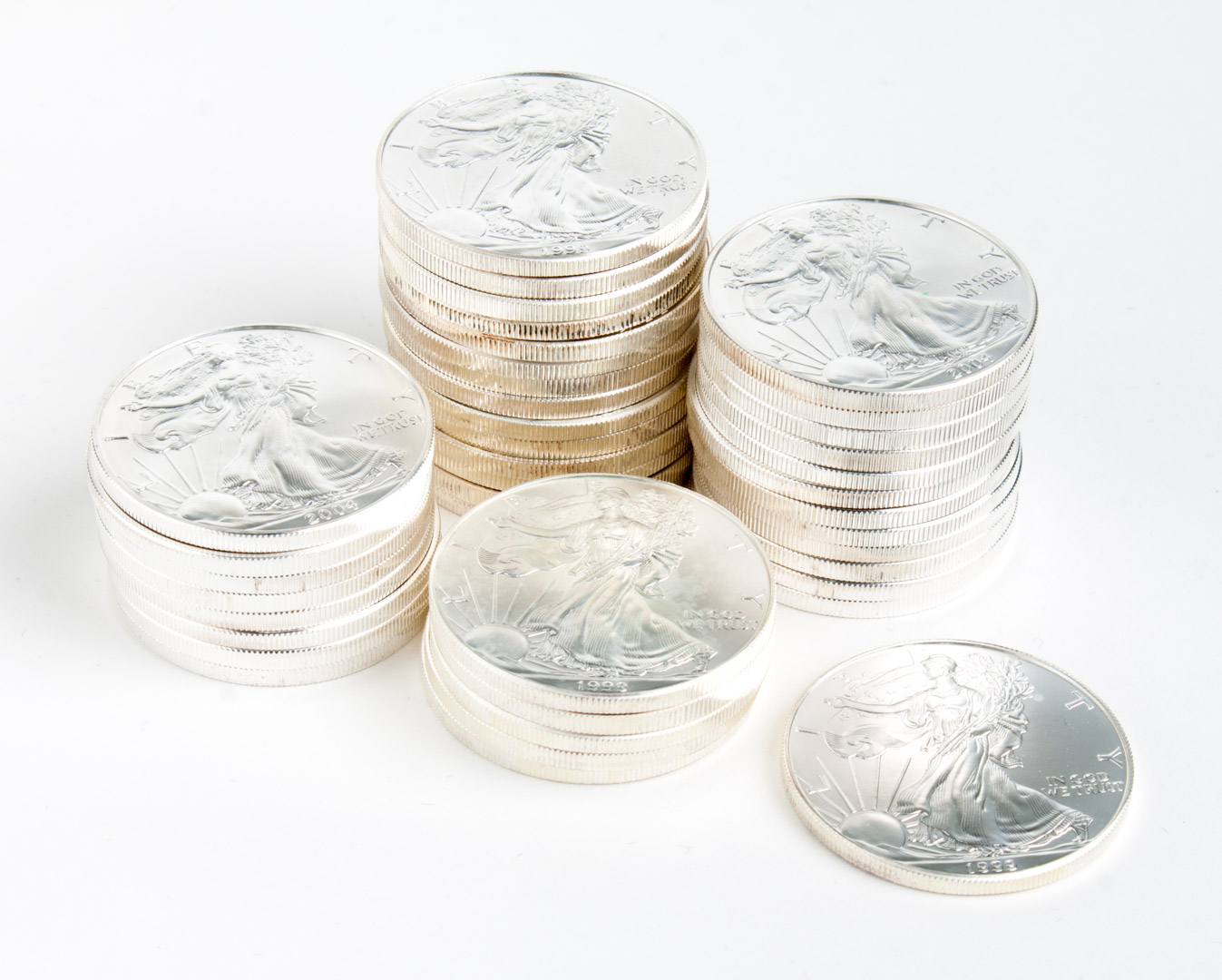 Appraisal: Forty American Eagle silver bullion coins twenty and twenty Uncirculated