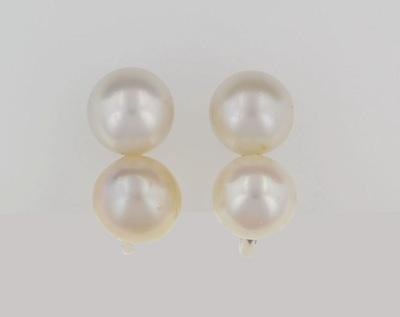 Appraisal: A Pair of Vintage Double Pearl Earrings k white gold