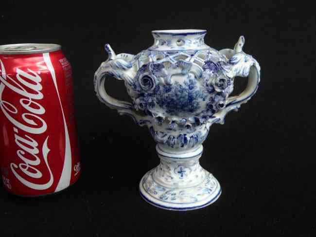 Appraisal: Dresden reticulated '' vase