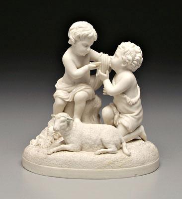 Appraisal: Parianware figural group Christ child and John the Baptist with