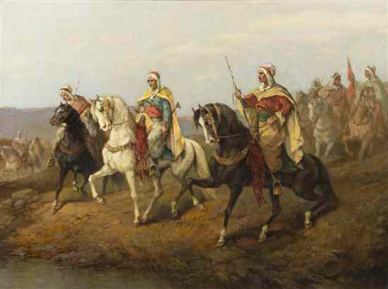 Appraisal: After Adolf Schreyer German - Arab Warriors oil on canvas