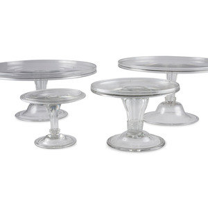 Appraisal: Four Blown Glass Cake Stands Early th Century Height of