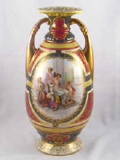 Appraisal: A Vienna style ceramic two handled vase with scene of