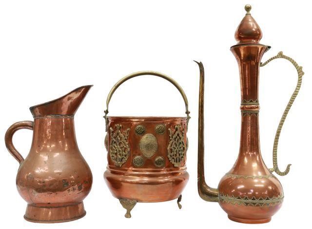 Appraisal: lot of Copper household items including Turkish coffee pot having