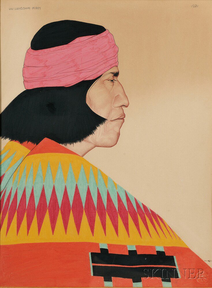 Appraisal: William Langdon Kihn American - Profile of a Native American