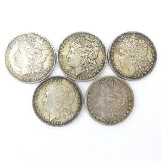 Appraisal: Lot of Five - U S Morgan Silver Dollars Mint